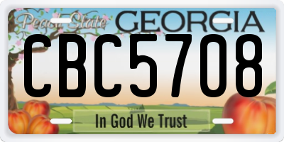 GA license plate CBC5708