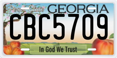 GA license plate CBC5709