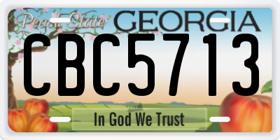GA license plate CBC5713