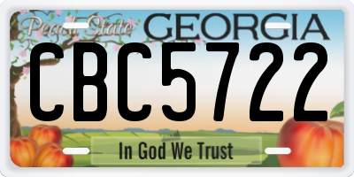 GA license plate CBC5722