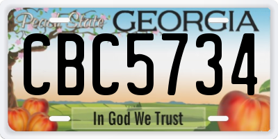 GA license plate CBC5734