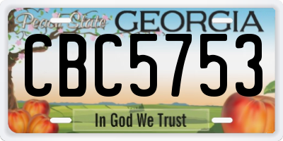 GA license plate CBC5753