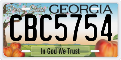 GA license plate CBC5754