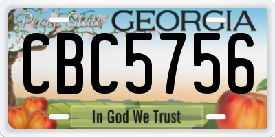 GA license plate CBC5756