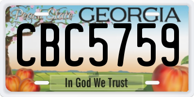 GA license plate CBC5759