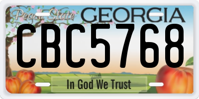 GA license plate CBC5768