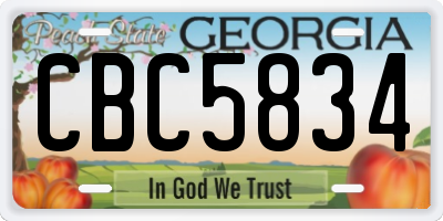 GA license plate CBC5834