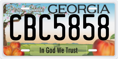 GA license plate CBC5858