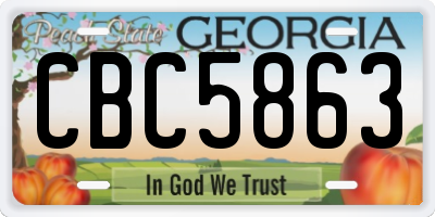 GA license plate CBC5863