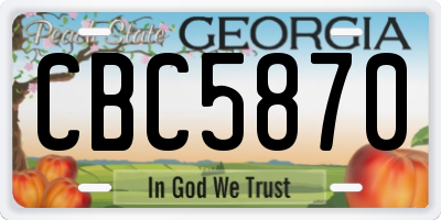 GA license plate CBC5870