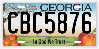 GA license plate CBC5876