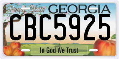 GA license plate CBC5925