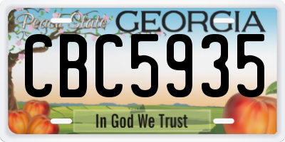 GA license plate CBC5935