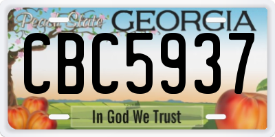 GA license plate CBC5937