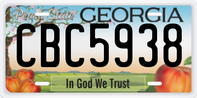 GA license plate CBC5938