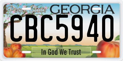 GA license plate CBC5940