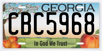 GA license plate CBC5968