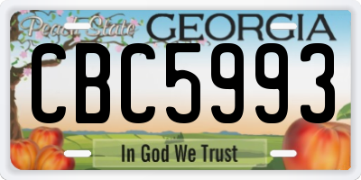 GA license plate CBC5993