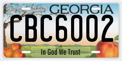 GA license plate CBC6002