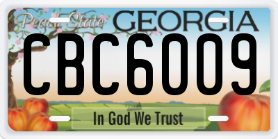 GA license plate CBC6009