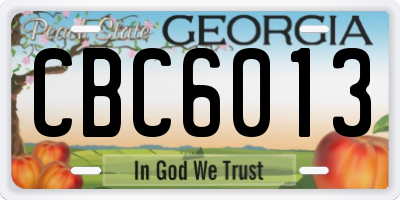 GA license plate CBC6013