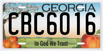 GA license plate CBC6016