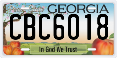 GA license plate CBC6018