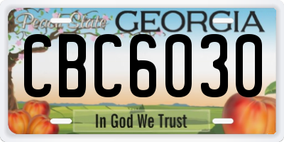 GA license plate CBC6030