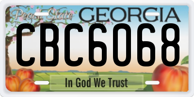 GA license plate CBC6068