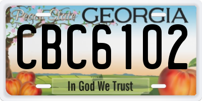 GA license plate CBC6102