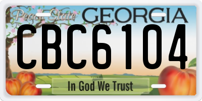 GA license plate CBC6104