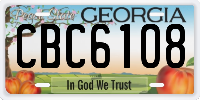 GA license plate CBC6108