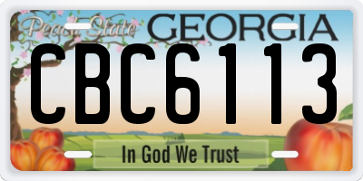 GA license plate CBC6113