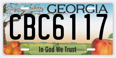 GA license plate CBC6117