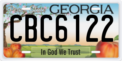 GA license plate CBC6122