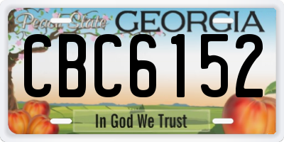GA license plate CBC6152