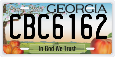 GA license plate CBC6162