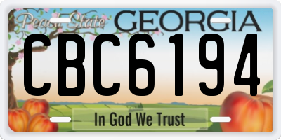 GA license plate CBC6194