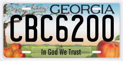 GA license plate CBC6200
