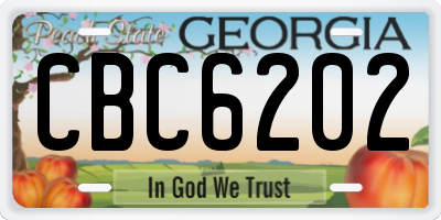 GA license plate CBC6202