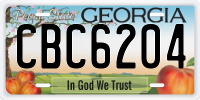 GA license plate CBC6204