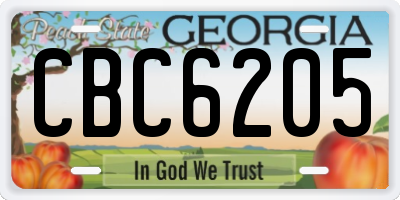 GA license plate CBC6205