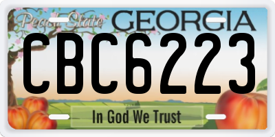 GA license plate CBC6223