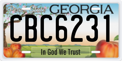 GA license plate CBC6231