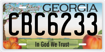 GA license plate CBC6233