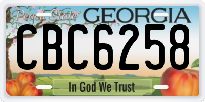 GA license plate CBC6258