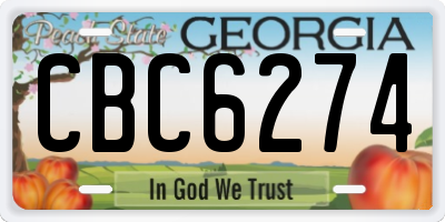 GA license plate CBC6274