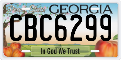 GA license plate CBC6299