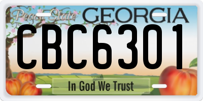 GA license plate CBC6301