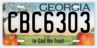 GA license plate CBC6303